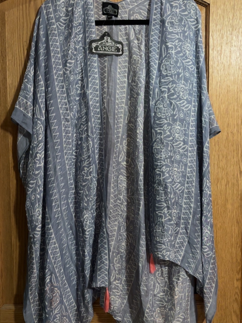 Angie Light Blue Patterned Open Cardigan